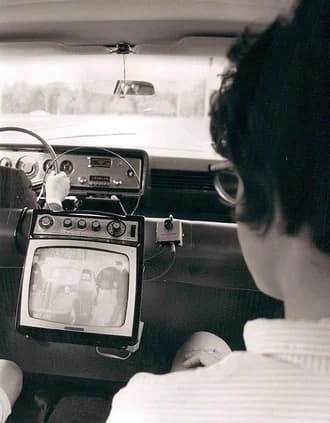 A shared television screen in the broadcast era